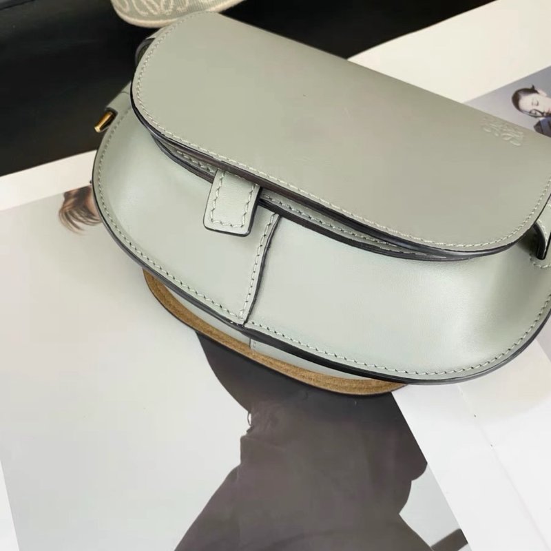 loewe 霧霾藍gate mini編織logo寬肩帶藍灰色馬鞍包21*12.5*9.5 99新配件塵袋-4