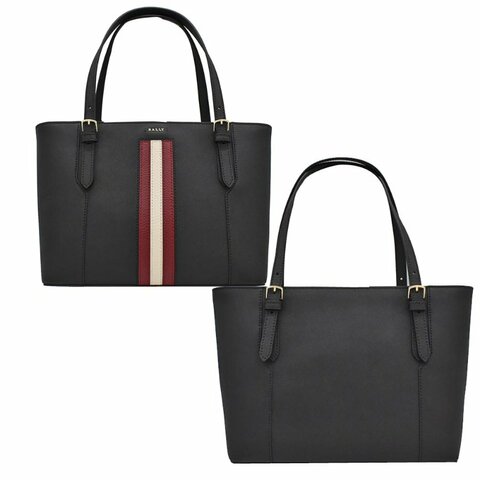 【門市全新現貨】BALLY 條紋防刮牛皮托特包(附原廠防塵袋)