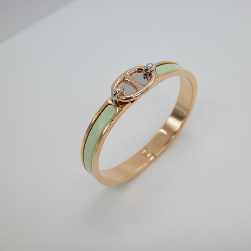 Hermès 愛馬仕 Mini Clic Chaine d'Ancre 豬鼻子 玫瑰金 白金 釦子 氣泡綠 金屬環 金屬手鐲-2