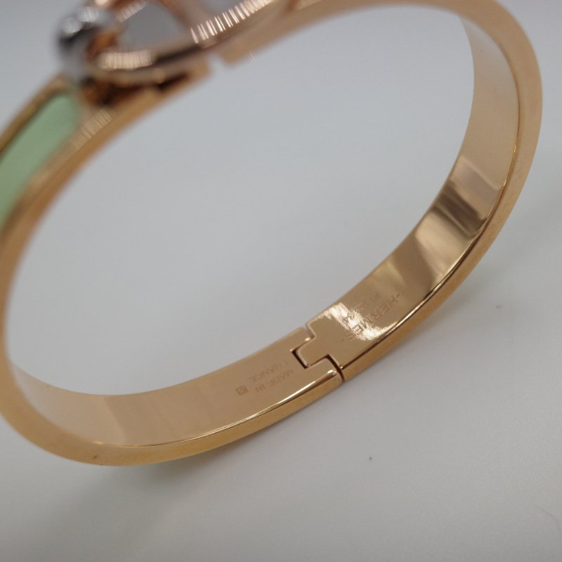 Hermès 愛馬仕 Mini Clic Chaine d'Ancre 豬鼻子 玫瑰金 白金 釦子 氣泡綠 金屬環 金屬手鐲-3