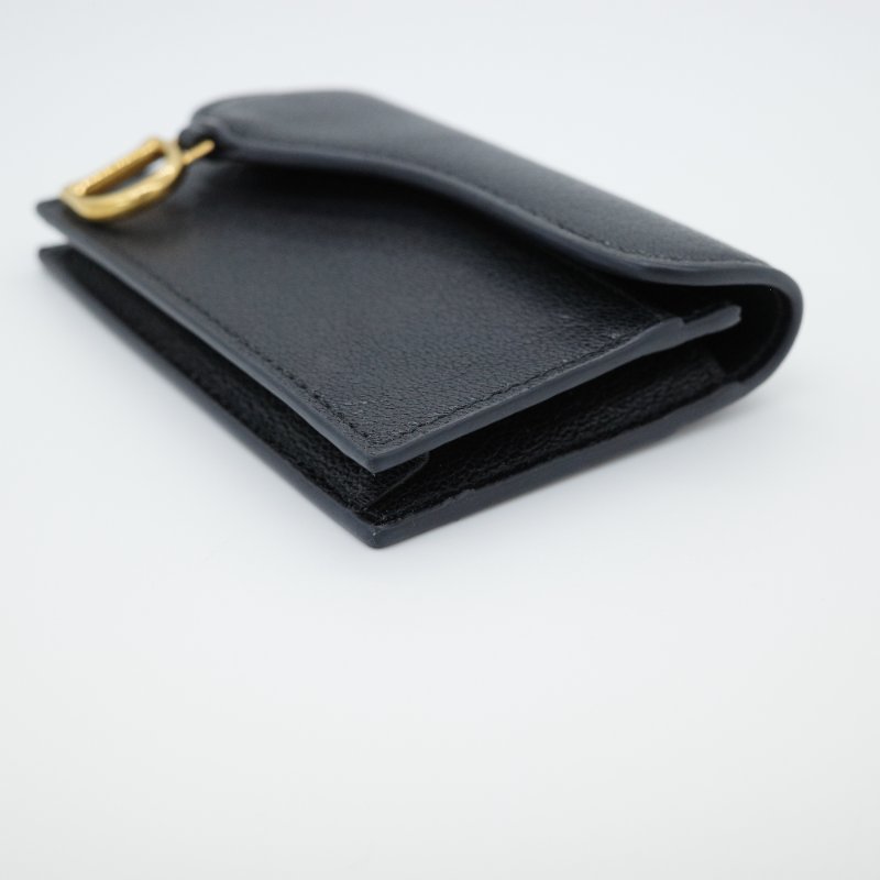 Dior 迪奧 黑色牛皮 金屬D 釦 卡夾 卡包-3