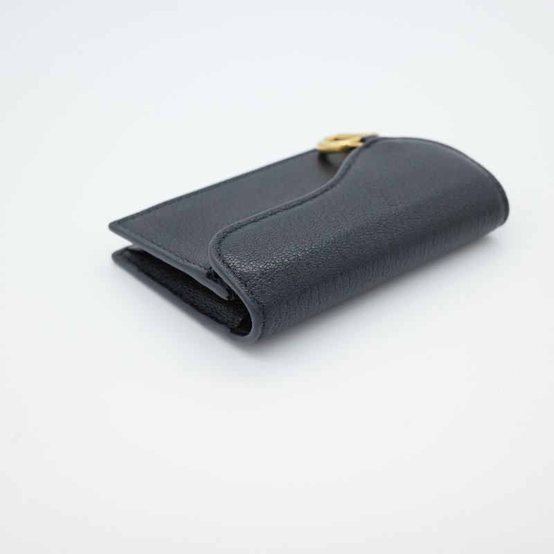 Dior 迪奧 黑色牛皮 金屬D 釦 卡夾 卡包-5