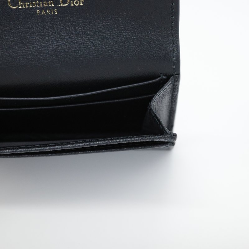 Dior 迪奧 黑色牛皮 金屬D 釦 卡夾 卡包-6