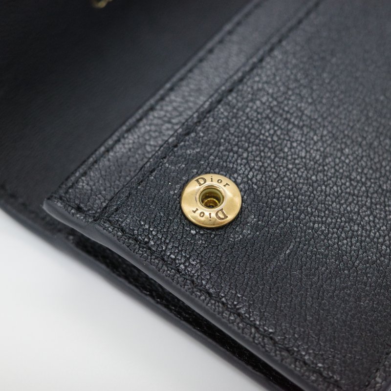 Dior 迪奧 黑色牛皮 金屬D 釦 卡夾 卡包-8