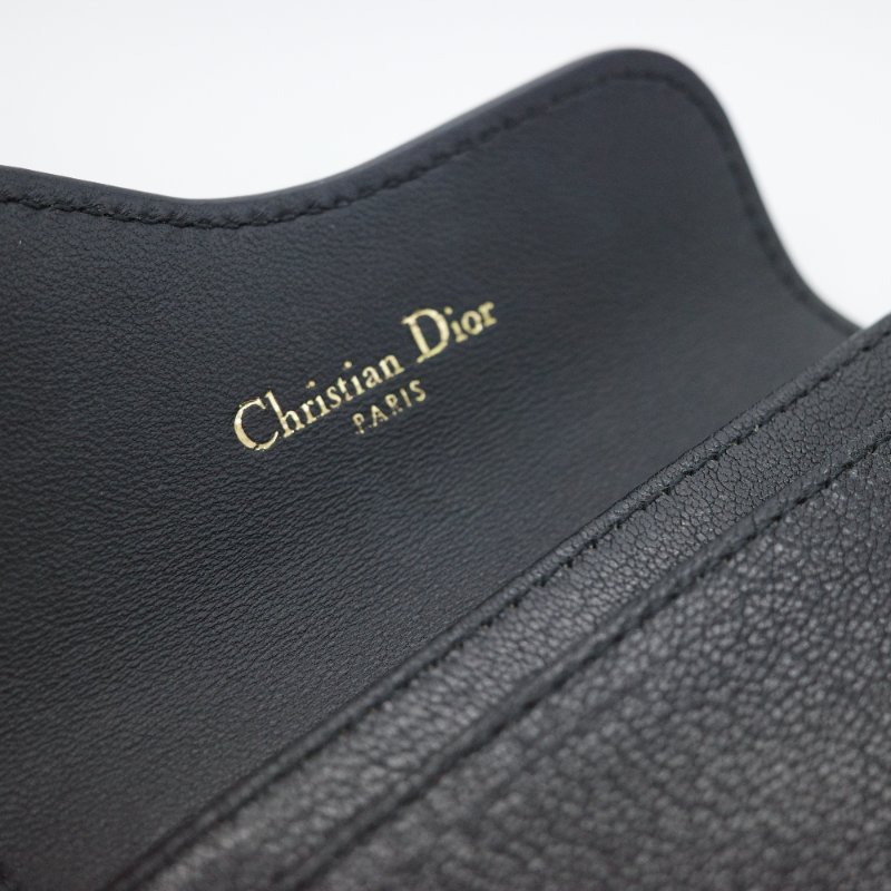 Dior 迪奧 黑色牛皮 金屬D 釦 卡夾 卡包-9