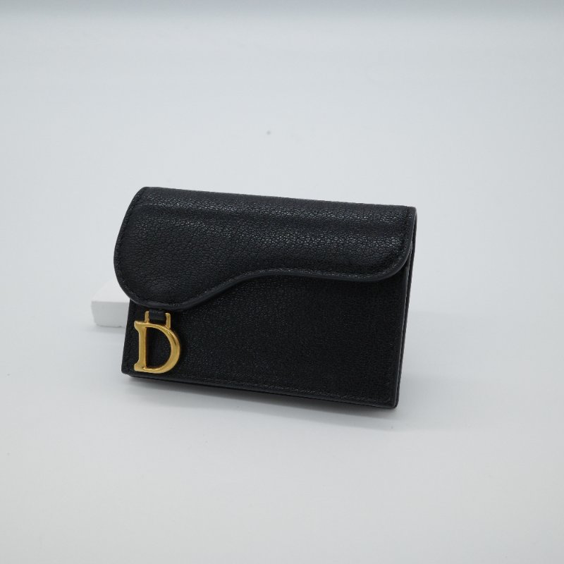 Dior 迪奧 黑色牛皮 金屬D 釦 卡夾 卡包-10