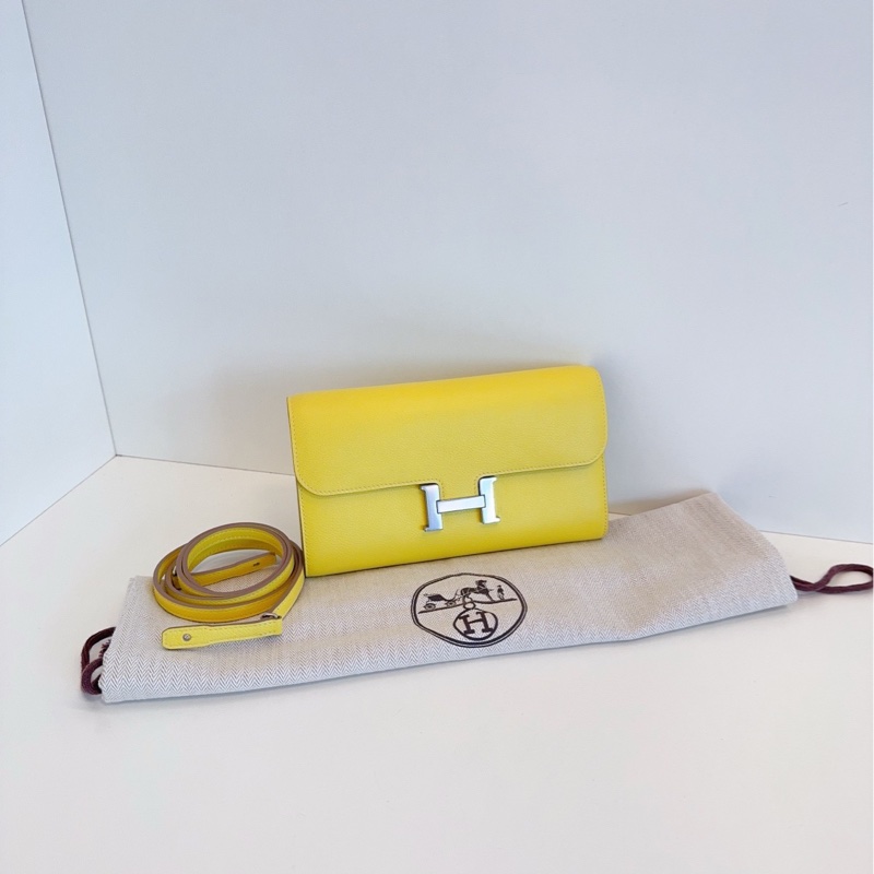 【99新🆕帶膜】Hermes constance to go 康康 檸檬黃銀扣 斜挎包 單肩包-0