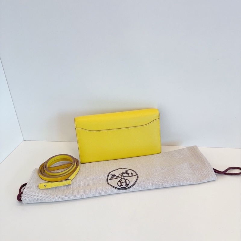 【99新🆕帶膜】Hermes constance to go 康康 檸檬黃銀扣 斜挎包 單肩包-3