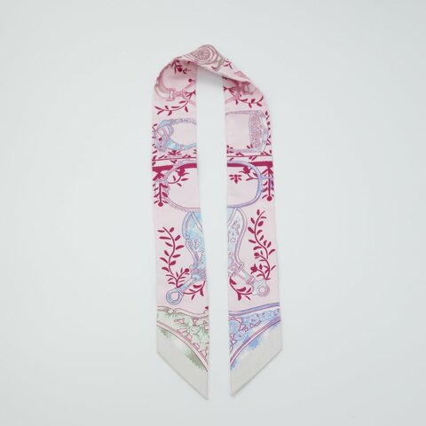 Hermès 愛馬仕 Twilly 櫻花🌸粉色 窄版絲巾 細長絲巾