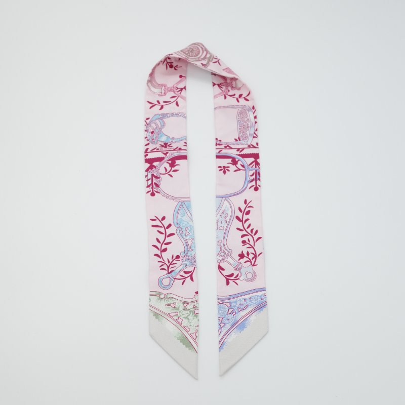 Hermès 愛馬仕 Twilly 櫻花🌸粉色 窄版絲巾 細長絲巾-0