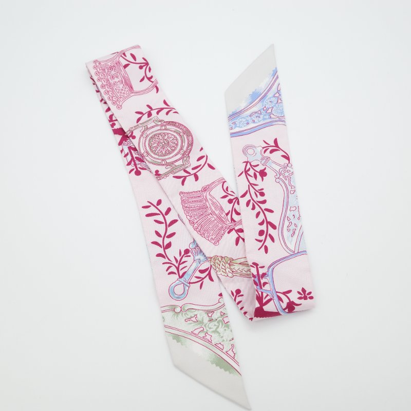 Hermès 愛馬仕 Twilly 櫻花🌸粉色 窄版絲巾 細長絲巾-1