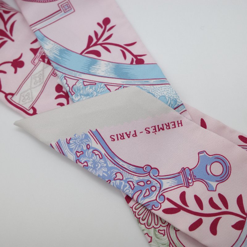 Hermès 愛馬仕 Twilly 櫻花🌸粉色 窄版絲巾 細長絲巾-5