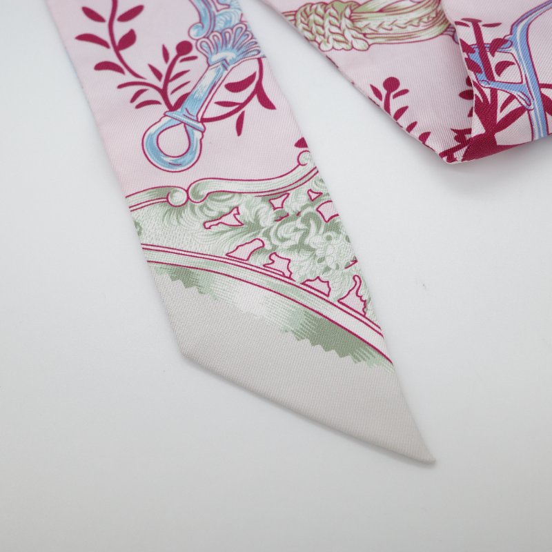 Hermès 愛馬仕 Twilly 櫻花🌸粉色 窄版絲巾 細長絲巾-7