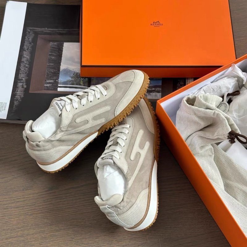 hermes 卡其米色jet運動鞋37.5 全新閒置配件塵袋盒子-3