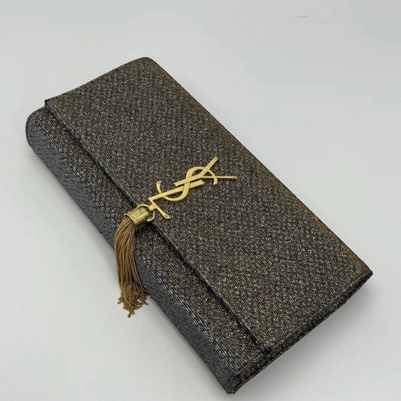 YSL金銀亮片 kate流蘇手拿晚宴包28*5*5.5 98新配件塵袋-4