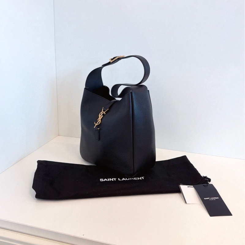 【98新🆕】YSL Le5a7黑金全皮Hobo金勾小水桶腋下包 單肩包小號-2