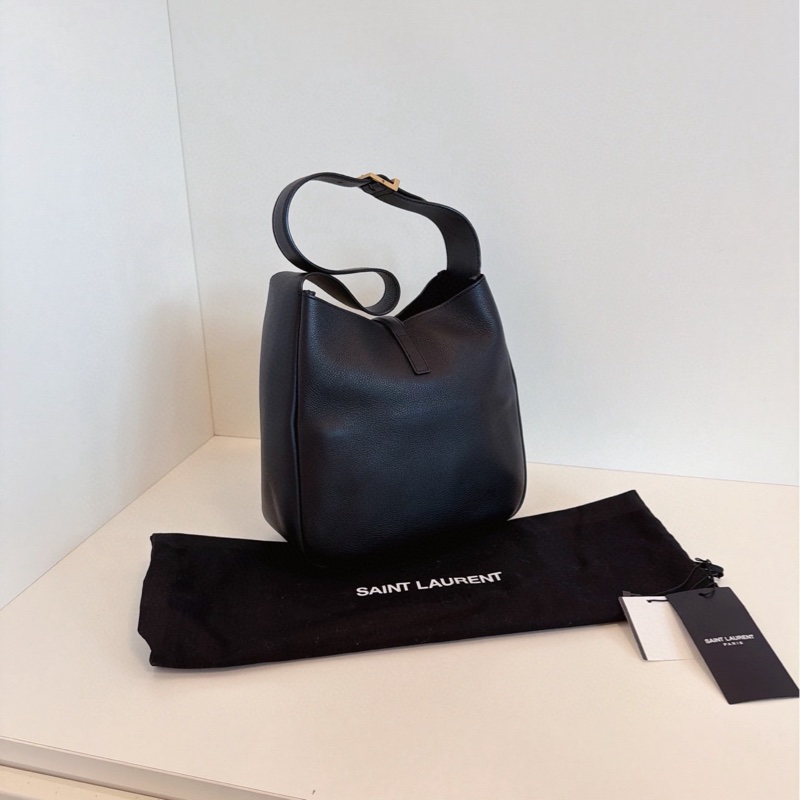 【98新🆕】YSL Le5a7黑金全皮Hobo金勾小水桶腋下包 單肩包小號-3