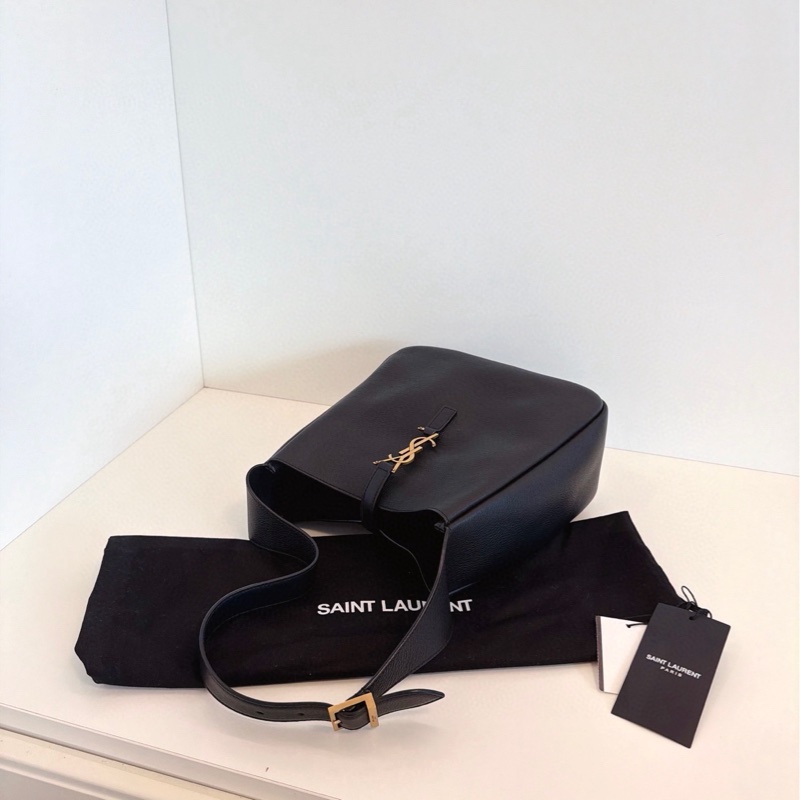 【98新🆕】YSL Le5a7黑金全皮Hobo金勾小水桶腋下包 單肩包小號-5