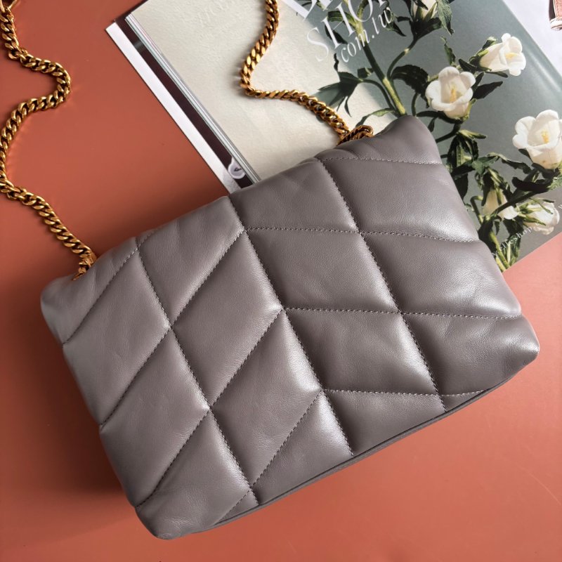 ::Saint Laurent:: YSL 聖羅蘭 LouLou Toy Puffer 灰色雲朵枕頭包 Leather Shoulder Bag-3