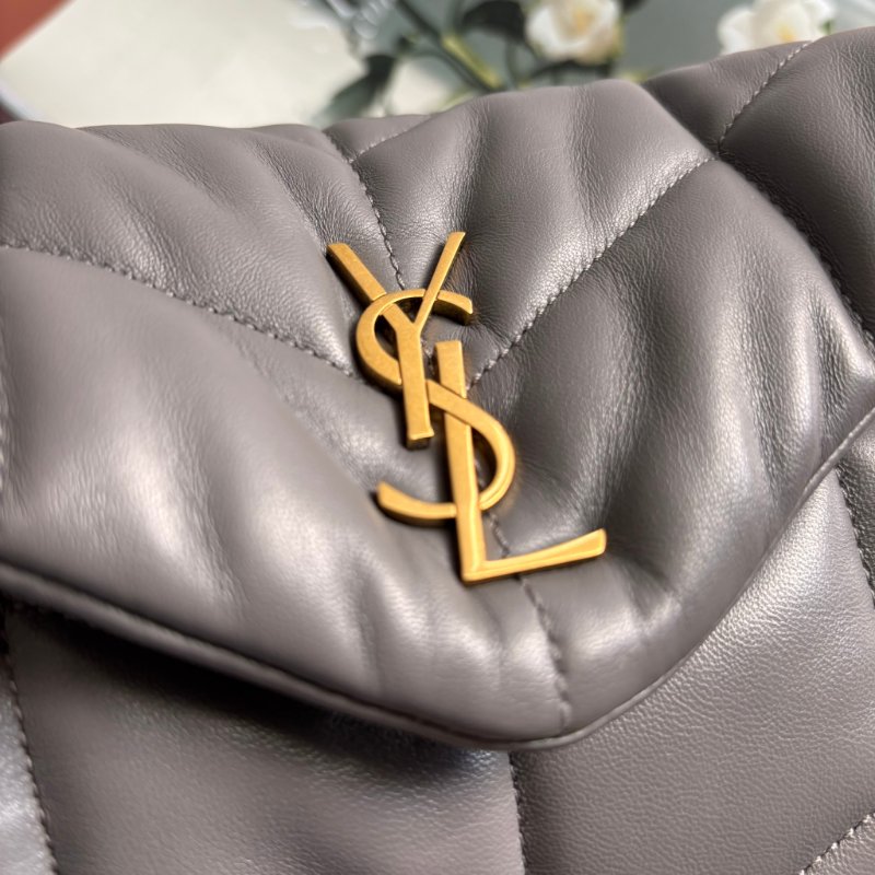 ::Saint Laurent:: YSL 聖羅蘭 LouLou Toy Puffer 灰色雲朵枕頭包 Leather Shoulder Bag-4