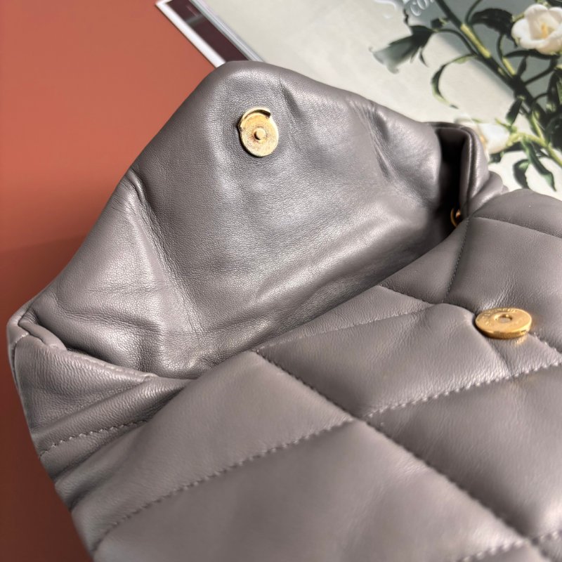 ::Saint Laurent:: YSL 聖羅蘭 LouLou Toy Puffer 灰色雲朵枕頭包 Leather Shoulder Bag-5