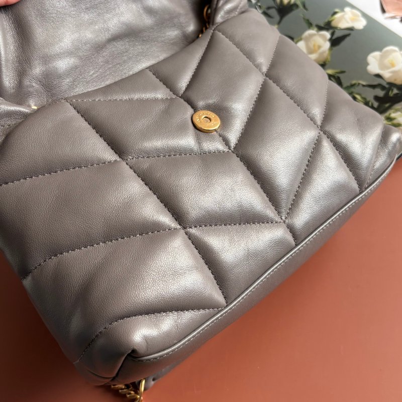 ::Saint Laurent:: YSL 聖羅蘭 LouLou Toy Puffer 灰色雲朵枕頭包 Leather Shoulder Bag-6