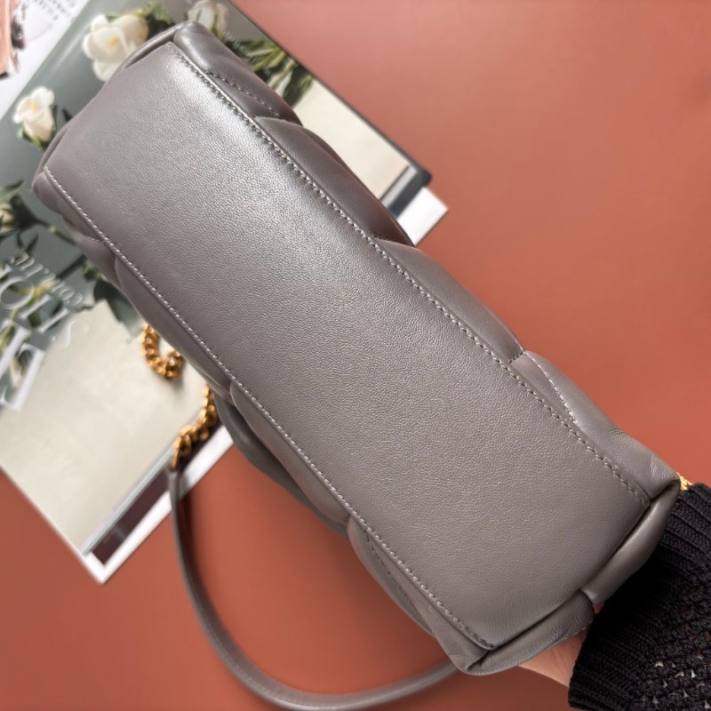 ::Saint Laurent:: YSL 聖羅蘭 LouLou Toy Puffer 灰色雲朵枕頭包 Leather Shoulder Bag-9