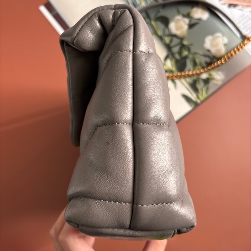 ::Saint Laurent:: YSL 聖羅蘭 LouLou Toy Puffer 灰色雲朵枕頭包 Leather Shoulder Bag-11