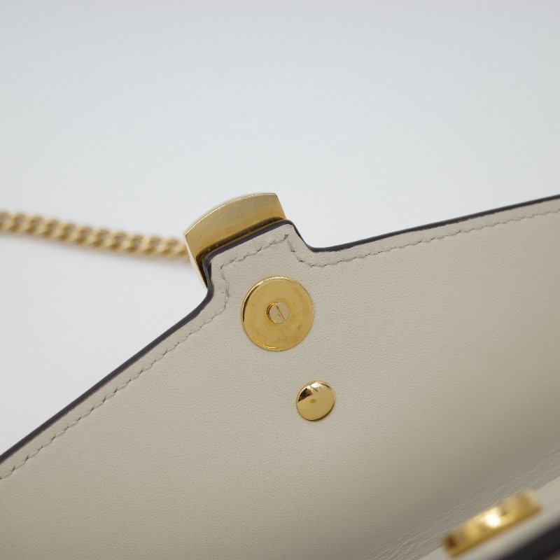 Gucci 古馳 Sylvie Mini 迷你 奶白色牛皮 金屬 鏈帶包 斜挎包 單肩包 手拿包-12
