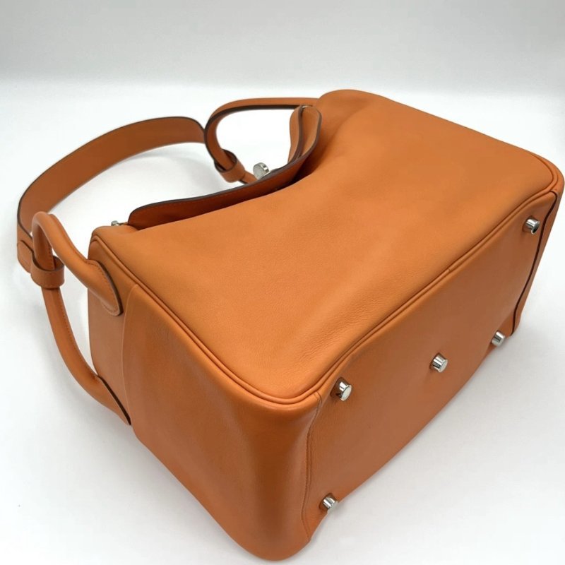 HERMES 經典橙銀扣Lindy30手提肩背包30*19*16 98新 配件塵袋-2