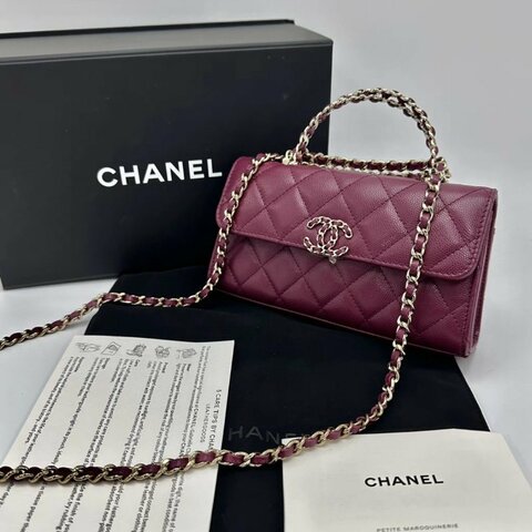 CHANEL 酒紅色25S交叉手柄Kelly肩背斜背包 19*10*5 全新閒置配件盒子塵袋