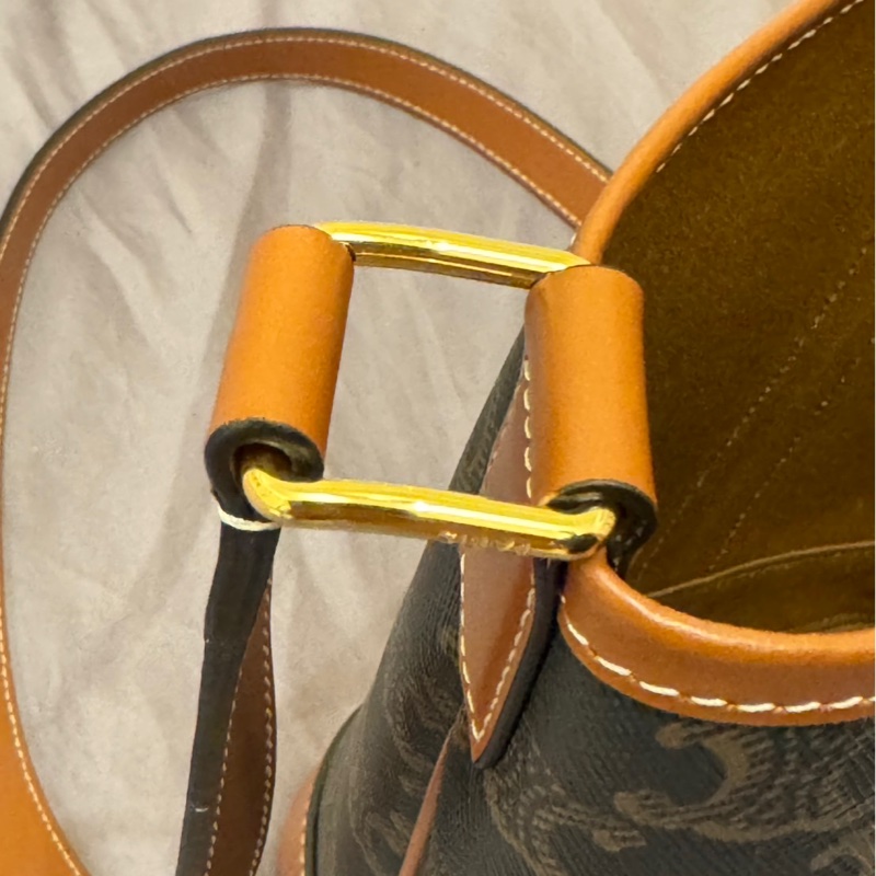 CELINE 標誌印花及牛皮革小號水桶包-4