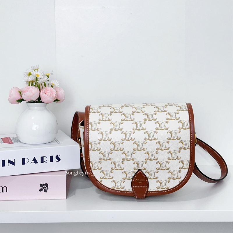 Celine 經典 凱旋門 老花馬鞍包-0