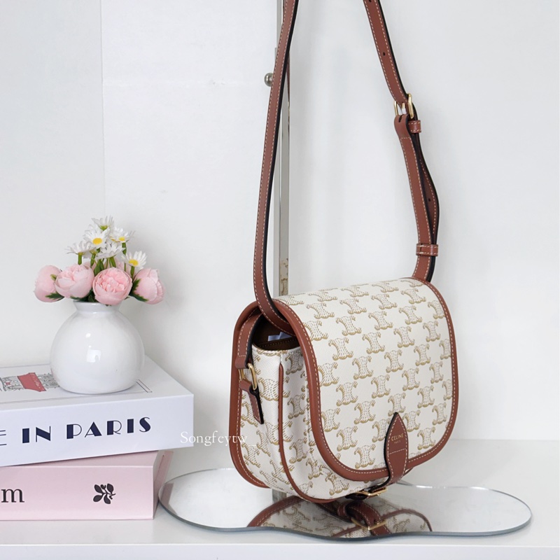 Celine 經典 凱旋門 老花馬鞍包-2