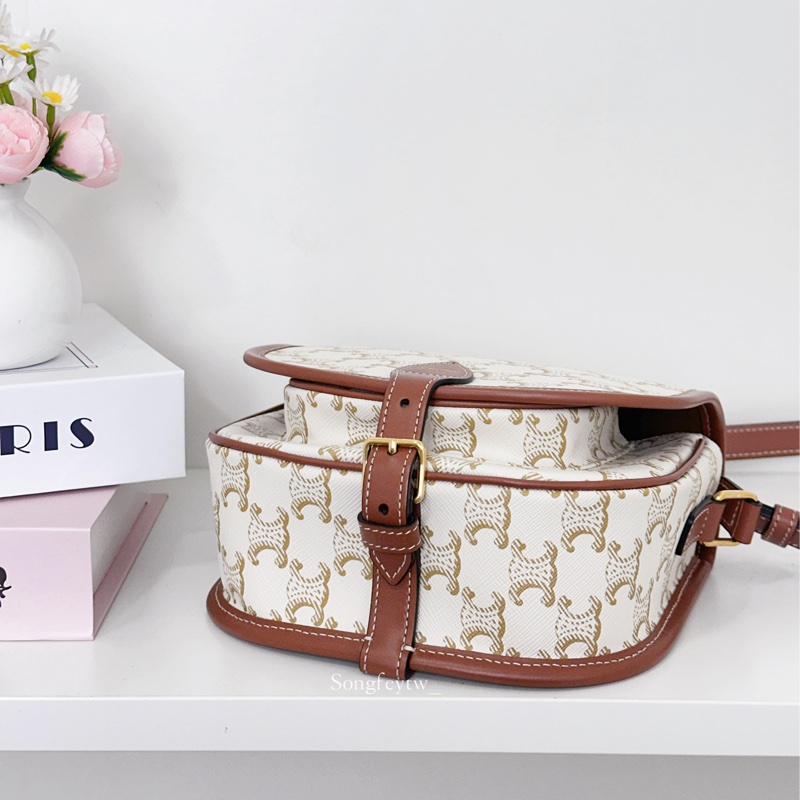 Celine 經典 凱旋門 老花馬鞍包-3