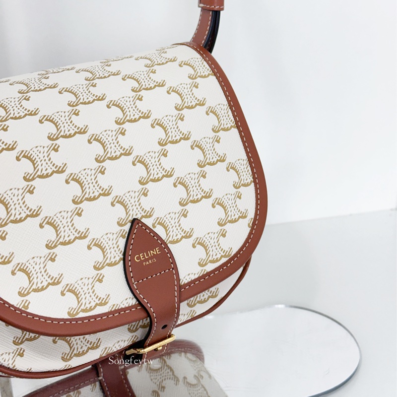 Celine 經典 凱旋門 老花馬鞍包-4