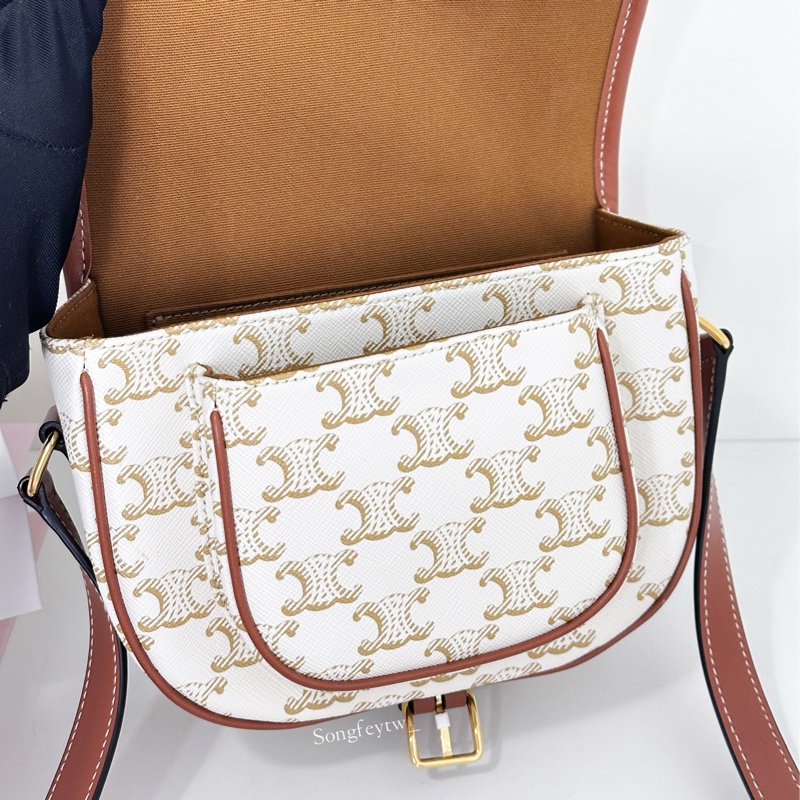 Celine 經典 凱旋門 老花馬鞍包-5