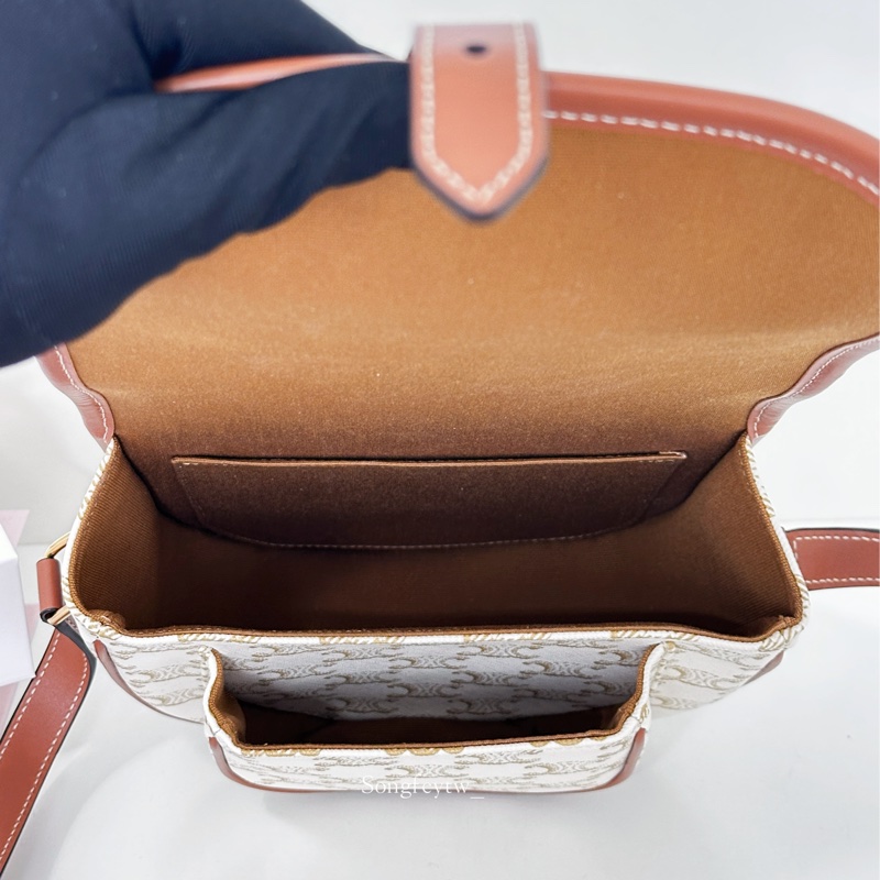 Celine 經典 凱旋門 老花馬鞍包-6