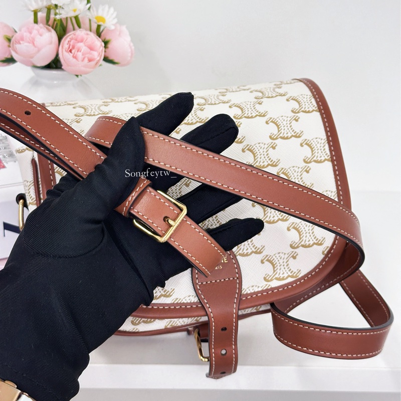 Celine 經典 凱旋門 老花馬鞍包-7