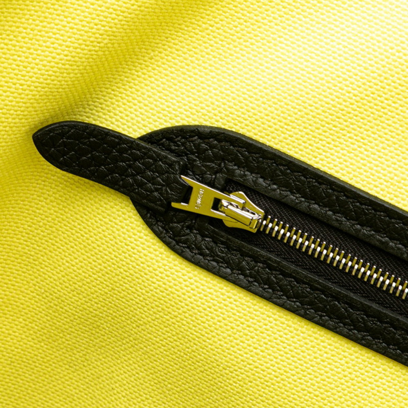 愛馬仕 Pur Sangle 手提包 黃黑帆布 Taurillon Clemence 女士款-6