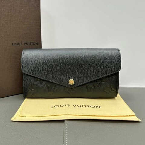 LV Sarah黑金牛皮壓花長款錢包19*10.5*2 98新配件盒子塵袋