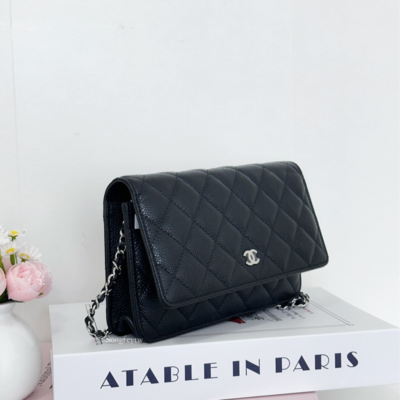 Chanel 經典款 魚子醬WOC-黑銀-3