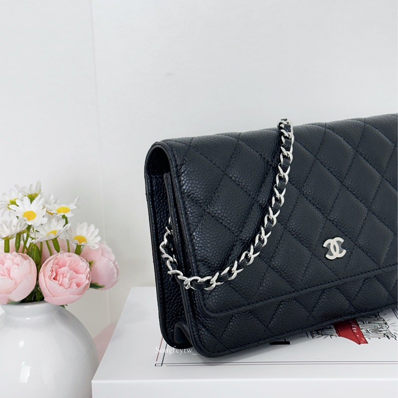 Chanel 經典款 魚子醬WOC-黑銀-4