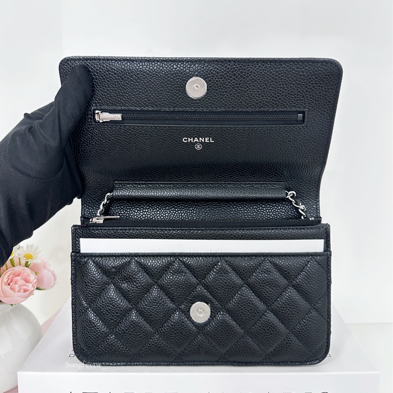 Chanel 經典款 魚子醬WOC-黑銀-5