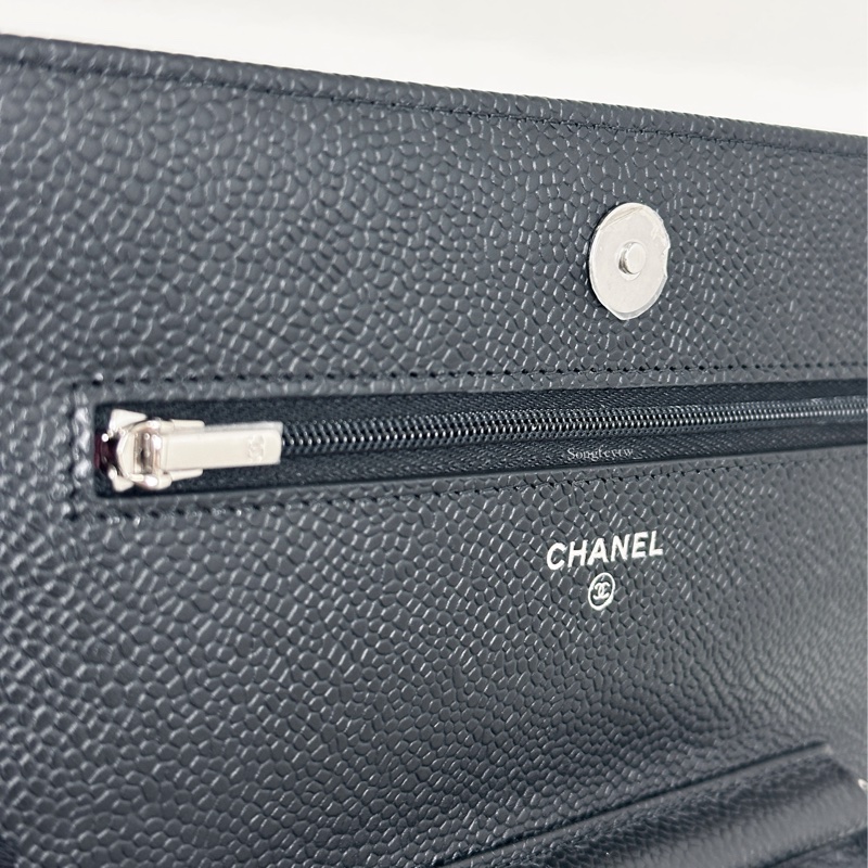 Chanel 經典款 魚子醬WOC-黑銀-8