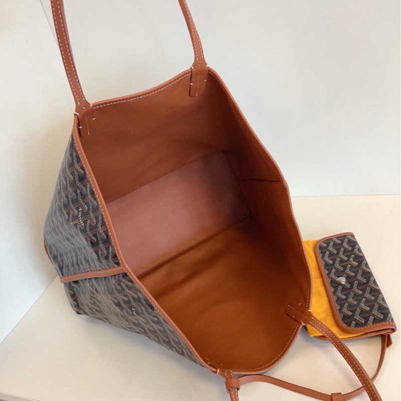 【99新🆕】Goyard 高定款 雙面雙色 內里全皮 棕色焦糖色老花 子母 中號 手提包購物袋/托特包-7