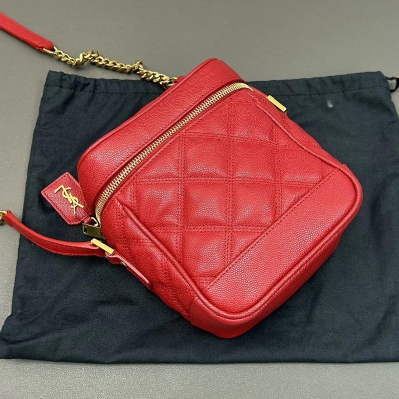 YSL Vanity紅金 化妝盒子肩背斜背包15*17*9 98新配件塵袋-2