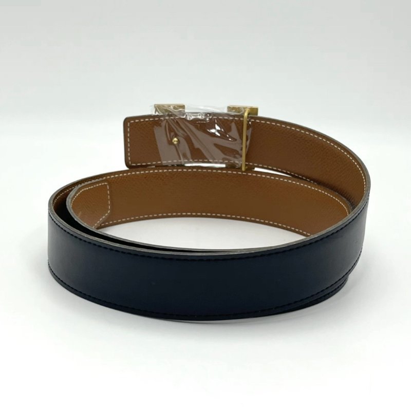 HERMES 黑金經典H標95雙面腰帶 95*4 98新配件盒子塵袋-2