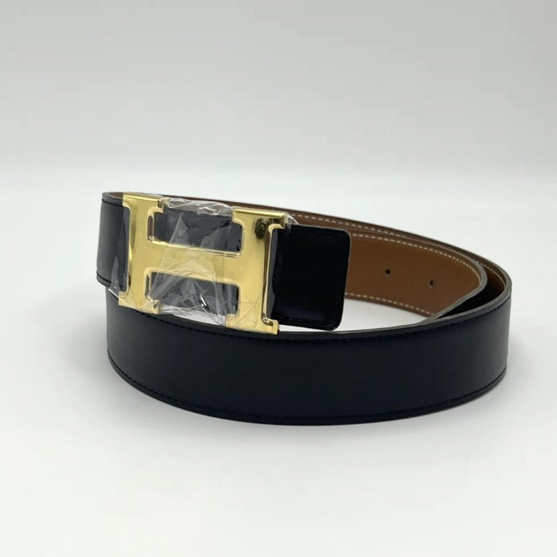 HERMES 黑金經典H標95雙面腰帶 95*4 98新配件盒子塵袋-4