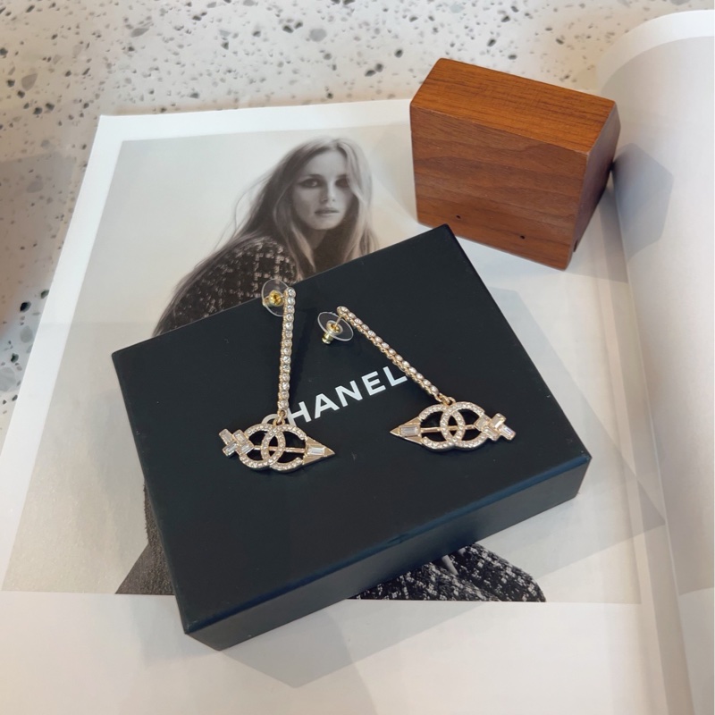 【全新🆕】Chanel 23c 限定丘比特🤍愛神之箭 淡金水鑽雙C 長款耳釘/耳環-3